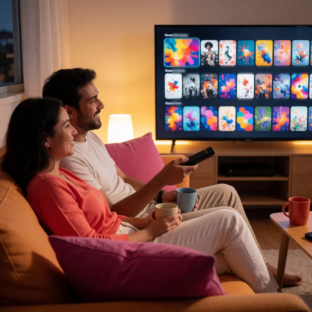 Familia viendo TV Cable Go en casa